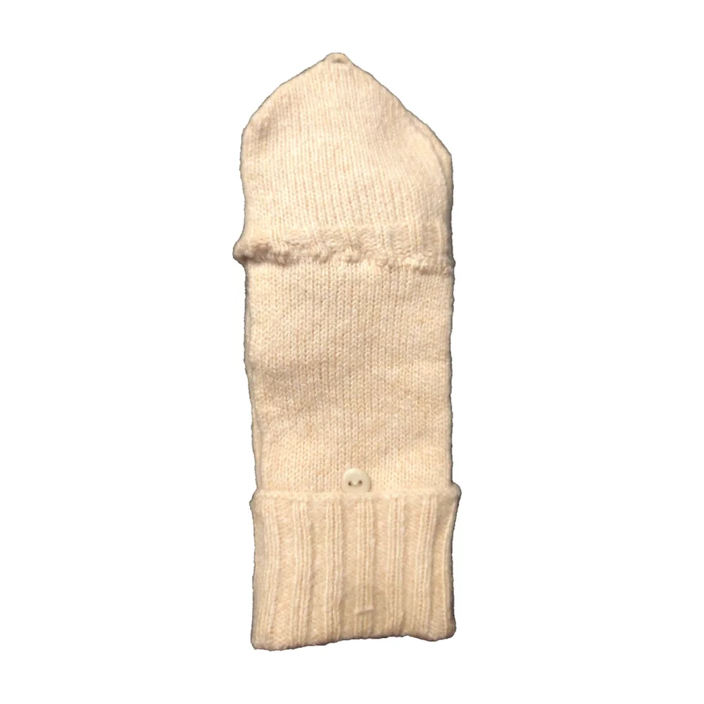 On 34th Wide-Ribbed Pop-Top Oat/Beige Knit Gloves Sz One Size NWT